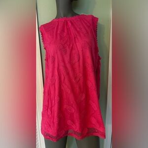 Torrid Ruffle Mock Neck Tank Tropical Pineapple Pink | Sz 1